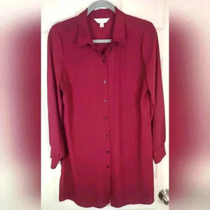 Decree long selve button down lightweight burgundy top size large